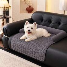 1pc Plush Pet Cat Dog Bed Mat, Sofa Bed, Non-Slip, Washable Sofa Protector Pad With Cushion, Pet Furniture Cover, Suitable For Dogs, Cats - Coffee Brown - View 7