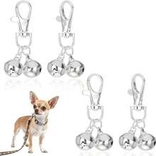 [Pet Dog And Cat Collar Bells]1/4pcs Pet Dog And Cat Collar Bells, Keychain Bells, Pet Supplies, Clavicle Tool Additions, Easy To Use And Durable, Without Battery - Silver - View 9