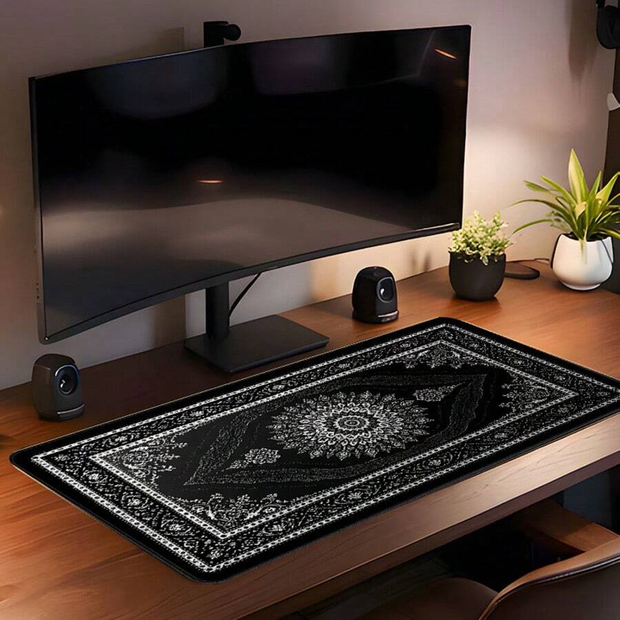 1 buah Alas Mouse Gaming Ekstra Besar Motif Mandala Hitam Putih, Alas Karet Anti Selip, Permukaan Kain Lembut Berjahit, Alas Meja Ukuran Besar, Cocok Untuk Kantor, Rumah, Bermain Game, Belajar, Hadiah Sempurna Untuk Teman, Remaja, Gamer - View 1