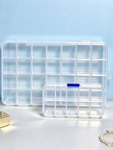 10/29/57 Compartment Jewelry Storage Box, Plastic Jewelry Organizer, Suitable For Rings, Earrings, Studs, Necklaces, Diamond Rhinestone Beads, Valentine's Day Gift - Clear - View 2