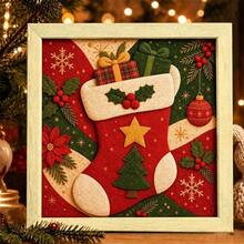 Kit Dekorasi Seni Tusuk Kain Natal DIY untuk Dewasa, Kerajinan Seni Dinding Mosaik Tanpa Jahit dengan Bingkai dan Alat, Dekorasi Rumah Liburan Buatan Tangan yang Menenangkan, Hadiah Natal, Set Kerajinan Kreatif - MultiWarna - View 8