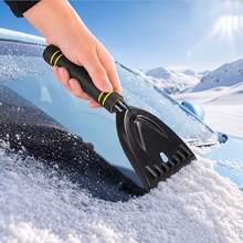 Car Ice Scraper And Snow Shovel, Flexible Contact Surface Won't Damage Glass; Non-Slip Comfortable Handle, Compact And Lightweight Easy To Store, Essential Car Cleaning Tool For Harsh Weather - CC - View 2
