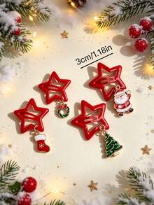 4pcs Set - Creative Christmas Star Hair Clips, Perfect For Christmas Parties, Holiday Gatherings And Festive Photo Props - Multicolor - View 4