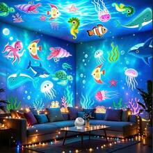 360° Rotating Dynamic Projection Night Light, Creative Marine Life LED Projection Lamp, LED Ocean Theme Projection Light, USB Plug-In Ambient Light, Plug And Play, Immersive Ocean World Experience, Suitable For Bedroom, Game Room, Living Room Atmosphere Decoration Lighting, Perfect Gift - Ocean Projector - View 2