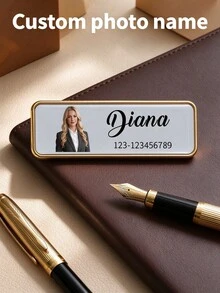 Customized Photo Engraved Name Image Badge With Pin - Universal Stainless Steel Identification Tag Personalized Title Nameplate, Personalized Gift - Multicolor - View 5