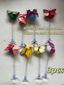 1pc Premium Interactive Cat Toy Butterfly, Spring-Loaded Suction Cup Cat Teaser Wand With Suction Cup And Butterfly Design, Made Of Durable Fabric, Suitable For Interactive Independent Play, Fits All Breeds, No Battery Required, Random Color - Multicolor - View 14