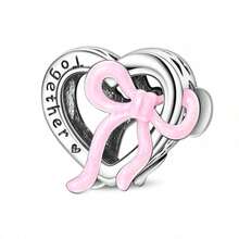 1pc Heart-Shaped Beaded Charm, Multiple Original Heart Designs, Inlaid With Pink Rhinestones And Resin Craft, Suitable For Bracelet, Necklace DIY Pendant Chain Jewelry Making, Exquisite Hollow Design, Can Be Freely Matched With Bracelets, Suitable For Handmade Creation, Daily Wear And Gifting. - Multicolor - View 14