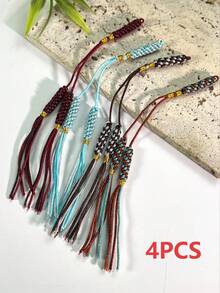 New Dual-Color Handmade Woven Tassel Pendants, Replacement Tassels For Prayer Beads, Multi-Color Options, Durable And Wear-Resistant Braided Rope, DIY Jewelry Accessories, Tesbih Prayer Beads Tail Pendant, Handmade Bracelet Accessory - Multicolor - View 11