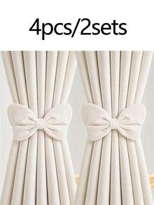 4pcs/2pcs Colorful Bow Curtain Tiebacks, Adjustable No-Drill Design, Decorated With Faux Pearls, Suitable For Bedroom, Living Room, Dining Room, Classroom, Hotel, Tea Room, Guest House, Etc. - one-size - View 17
