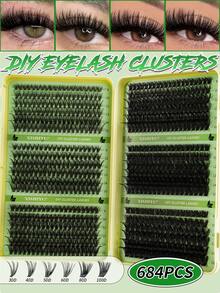 720/684/648 Kluster Bulu Mata Palsu D Curl Untai Tunggal Kemasan Kapasitas Besar, Cocok Untuk Pemula, Bulu Mata Tebal, Lembut, Campuran, Tersegmentasi untuk Riasan Mata Harian DIY, Bulu Mata Ekor Ikan Tebal Tahan Lama, Buku Bulu Mata - D - View 12