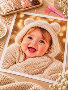 Custom Photo Diamond Painting Kit, Personalized Baby Portrait Acrylic Diamond Sticker Art, DIY Round/Square Diamond Embroidery Painting, Family Memorial Gift, Baby Room Decor, Handmade Creative Activity, Frameless Sparkling Diamond Painting Home Decor - Multicolor - View 2