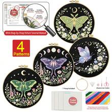 Embroidery Kit 15x15cm/5.9in Or 20x20cm/7.9in DIY Set, With Charming Butterfly Pattern. Suitable For Adult Beginners. Includes Fabric, Instructions, Embroidery Hoop, Needle And Thread. Great Gift For Friends/Family. Home Or Office Art Decor. - Enchanting Butterflies - View 20