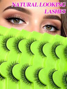 ENCHUW 7 Pairs Of Full Strip False Eyelashes Fluffy Natural Looking Lightweight & Soft For Daily Wear Strip Lashes,Fake Lashes - Black - View 1