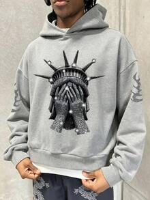 Sudadera casual con estampado gráfico de estatua de diosa personalizada, adecuada para primavera, otoño, invierno, adolescentes varones - A - Ver 1