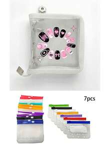 Nail Art Storage Bag, Mini 3-Ring Zipper Binder, Nail Tool Organizer (Nail Pusher, Mini Nail File), Shiny PVC Photo Card Holder, Portable Card Collection Album, Also Functions As Cash Budget Envelope, Lightweight And Space-Saving For Nail Art Display And Card Organization, Designed For Collectors And Nail Professionals, Perfect For Back To School And Holiday Gifts, Thoughtful Gift For Yourself Or Friends, Provides A Tidy Home For Nail Art Samples And Collection Cards - Multicolor - View 14
