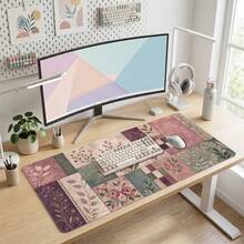 Color Block Floral Extra Long Mouse Pad, Gaming Office Home Artistic Design, Gift For Friends And Family, Rubber Base, PC Laptop Study Desk Mat, Multiple Sizes, Computer Keyboard Pad, Non-Slip And Smooth - View 10