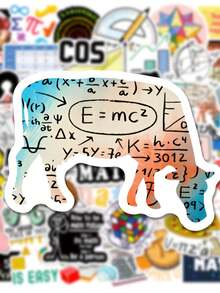 50PCS Geometric Math Symbol Theme Graffiti Decorative Stickers, Fun Personalized Style, Suitable For Helmet Decoration, Car Decoration, Party Decoration, Office Decoration, Label Stickers, Laptop, Water Bottle Stickers, Fashion Decoration - Mathematics - View 5