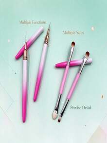 Gradient Handle Manicure Brush Kit, Precision Liner & Dual‑Side Sponge Applicator For Nail DIY Creation - Multicolor - View 2