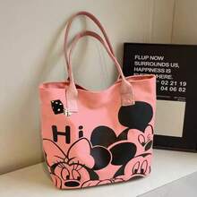 Autumn Halloween Christmas Back To School Disney Cartoon Mickey Minnie Print Large Capacity Canvas Tote Bag, Casual Shoulder Tote Bag, Suitable For School, Work And Daily Use - Multicolor - View 8
