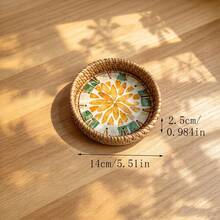 Handmade Woven Rattan Decorative Plate, Diameter 5.51 Inches, Height 0.984 Inches, Colorful Shell Decorative Plate, Home Rattan Decorative Plate - Multicolor - View 41