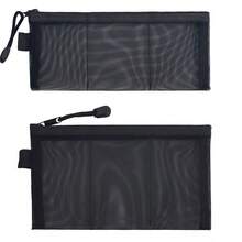 3-Slot Mesh Storage Bag, Layered Mesh Pouch With Zipper For Earphones, Lipstick, Charger, ID Card, Bank Card - Multicolor - View 2