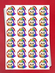 Custom Personalized Cute Dinosaur Christmas Stickers Personalized Name Christmas Hat Vinyl Stickers, Cartoon Stickers, Perfect For Decorating Small Gift Bags At Christmas Parties, Personalized Labels, Stick On Your Belongings, Can Customize Name Tags - Multicolor - View 3