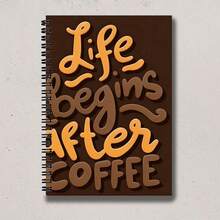 1pc A5 Spiral Notebook, Coffee After Life Begins Pattern Cover Hardcover Diary, Aesthetic Hardcover Notebook, School Office Stationery, Coffee Lover Writing Notebook Gift - A5 lined - View 6