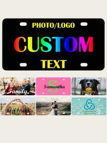 1pc Customized Car Front License Plate,Personalzied Photo Wall Art Home Decor For Vehicle Anniversary Birthday Gift Metal Sign, Garage Art,Christmas,Special Occasions - Multicolor - View 1