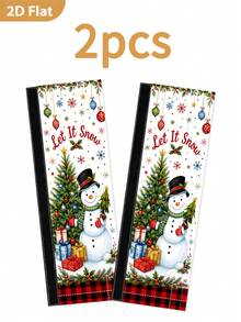 1/2Pcs Christmas Fridge Handle Covers, Snowman, Christmas Tree, Black & Red Plaid, Christmas Ball Patterns, With Hook & Loop Fastener, Suitable For Refrigerator, Oven, Microwave, Dishwasher, Christmas Kitchen Decor - View 9