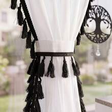 FLYINGCURTAINS Tassel Edge White Sheer Window Curtains, Rod Pocket Light Filtering Drapes With Tiebacks For Kitchen Bedroom - Multicolor - View 3