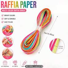 5m Colorful Raffia Paper Rope Ribbon, Perfect For Gift Wrapping, Floral Arrangement And Wedding Bouquet, Party Decoration Paper Rope - A - View 8