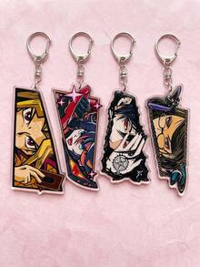 1pc/4pcs Mixed Anime Irregular Cut Acrylic Keychain, Cool Manga Style Character Bag Charm, Lightweight Backpack Key Pendant, Suitable For Anime Lovers, Anime Fans Collection And Gift Version 2 - Multicolor - View 6