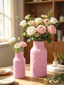 3D Faceted Textured Vase, Elegant Black/White Fresh Flower/Dried Flower Vase, Versatile Design Suitable For Multiple Styles, Applicable For Living Room, Dining Table, Office, Coffee Table, Desk And Home Decor. Suitable For: Birthday, Wedding, Christmas, New Year - Multicolor - View 3