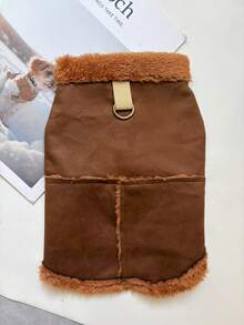 1 Pc Classic Solid Fleece Dog Vest For Autumn &Winter Warm Pet Jacket For Small And Medium Size Pets - Brown - View 10