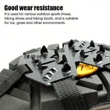 2 Pairs 24-Tooth Anti-Slip Ice Crampons - Stainless Steel Ice Shoe Covers, Suitable For Hiking, Climbing And Hunting - Black - View 5