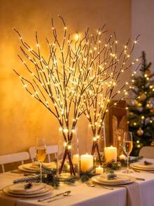 1 Set Realistic Tree Branch Shaped LED Lights,Battery Powered LED Branch Lights,Light Contains 20 LED Beads,Decorated Artificial Small Branches In Vase,Stylish Decor,Bedside Lamp,Romantic Home Decor,Bedroom,Living Room,Camping,Holiday,Party,Wedding - Warm Light - View 6