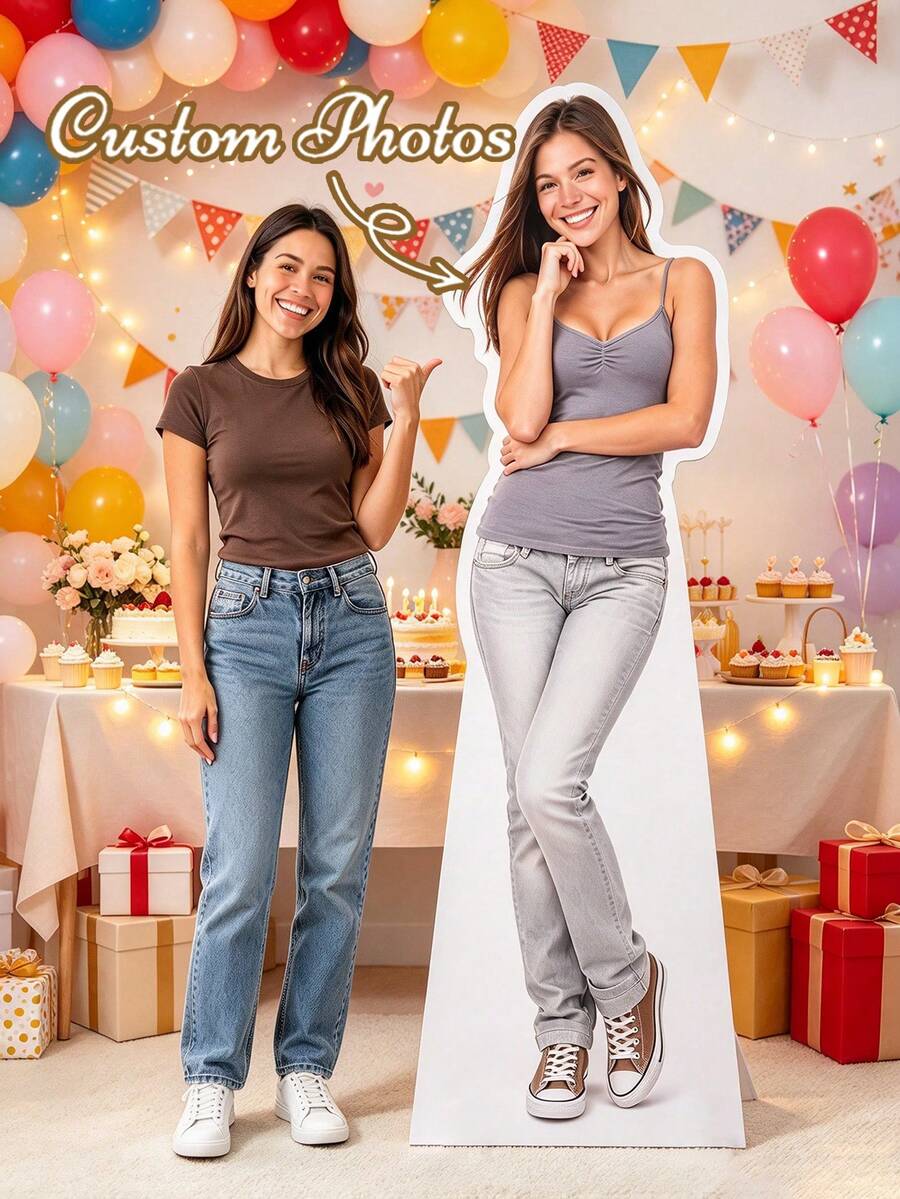 Custom Life-Size Cardboard Standee Personalized High-Resolution Standee Upload Your Photo - Wedding, Graduation, Birthday, Halloween Party - Multicolor - View 1