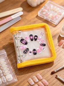 Nail Art Storage Bag, Mini 3-Ring Zipper Binder, Nail Tool Organizer (Nail Pusher, Small Nail File), Shiny PVC Photo Card Holder, Portable Card Collection Album, Also Works As Cash Budget Envelope, Lightweight And Space-Saving For Nail Display And Card Organization, Designed For Collectors And Nail Professionals, Perfect For Back To School And Holidays, Thoughtful Gift For Yourself Or Friends, Provides A Neat Home For Nail Samples And Collection Cards - Multicolor - View 5