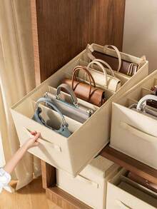 Wardrobe Handbag Storage Box, Divided Fabric Storage Bin, Large Capacity With Handle Bag Organizer, Foldable Bedroom Storage Bucket, Housewarming Gift, Holiday Essential, Halloween Must-Have - Multicolor - View 12