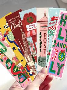 30pcs Christmas Greeting Bookmarks, Planner Scrapbook Material, Decorative Student Reading Book Page Markers, Book Markers, Christmas Santa Holiday Gift Cards - 30pcs - View 5