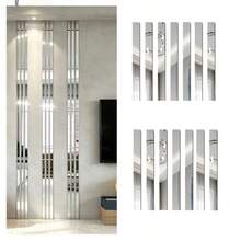 6pcs Long Silver Acrylic Mirror Wall Stickers, Self-Adhesive Mirror Edge Trim, Mirror Decorative Line, Flexible Mirror Strip, Suitable For Wall Frames And Home Art Decoration - Short Style - View 8