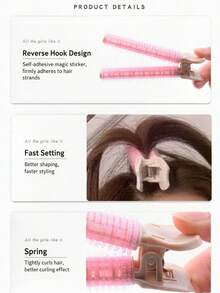 Root Lifting Clips For Hair Volume, Self-Adhesive Hook And Loop Hair Curler With Clamp, Multi-Use Bangs Roller For Women, No More Flat Hair - Multicolor - View 7