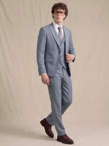 Men's Spring/Autumn Haze Blue Casual Fashion Design Suit Vest & Trousers 3 Pieces Set - Dusty Blue - View 3