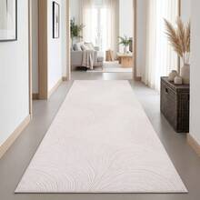 Washable Modern Minimalist Patterned Area Rug – Scandinavian Geometric Design, Contemporary Washable Carpet For Living Room, Bedroom & Home Decor - White - View 3