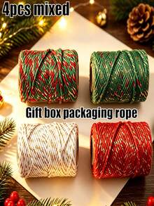 Gift Packaging Ribbon, Gift Box Packaging Rope, Multi-Color Mixed Weave With Gold Stripe Decoration, Suitable For Christmas Gift Wrapping, Crafts, Sewing And Holiday Decoration - Multicolor - View 11