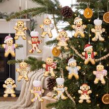 1 món mặt dây chuyền hình người bánh gừng cây thông Noel mới, mạ vàng, phong cách hoạt hình, trang trí trưng bày cửa sổ dịp lễ - Ngôi sao - Xem 3