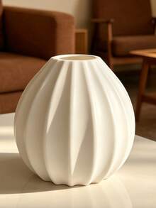1pc 5.71 Inch Pumpkin Shaped Vase, Plastic Material, Red/Orange/White Smooth Round Striped Design, Lightweight Shatterproof Decorative Vase, Suitable For Reed Grass, Dried Flowers And Artificial Flowers, Autumn Tabletop Centerpiece And Home Decor - Multiple Styles - View 12