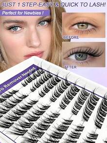 80pcs C-Curl Self-Adhesive Cluster False Eyelashes, Natural Fox Eye ...