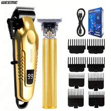 WEEME Men's Grooming Kit (3pcs/2pcs/1pc) - T-Blade Trimmer, Beard Trimmer And Electric Hair Clipper - Sharp, Cordless, USB Rechargeable, Multi-Functional Set, Suitable For Home And Travel - Perfect Gift For Father's Day, Christmas Or Daily Grooming - Gold - View 12