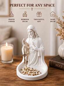 1pc Christmas Decorative Tray, Jesus Figurine Storage Dish, Home Decor, Suitable For Storing Rosary, Earrings, Rings, Necklaces, Jewelry Organizer, Perfect Christmas Religious Gift For Family And Friends - Multiple Styles - View 3